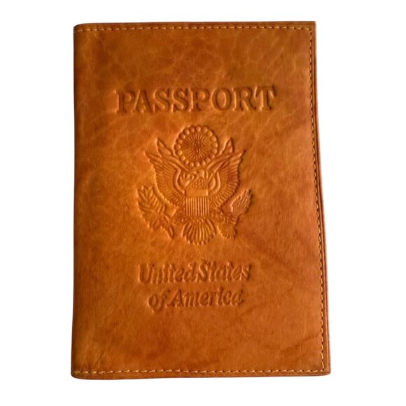 Handcrafted Genuine Leather USA Passport Holder United States of America Seal - Picture 1 of 6